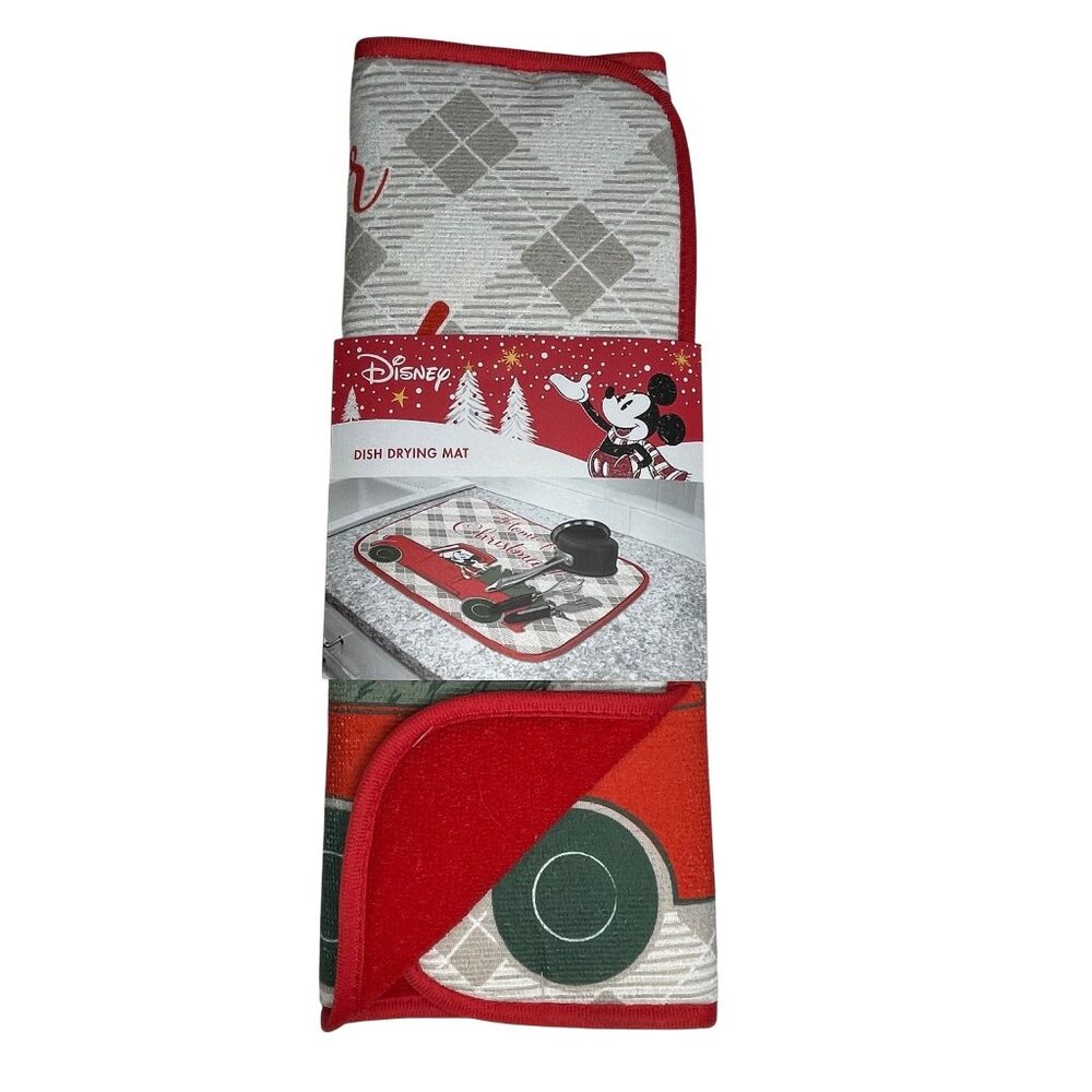 Disney Mickey Mouse Holiday Dish Drying Mat 16"x18"